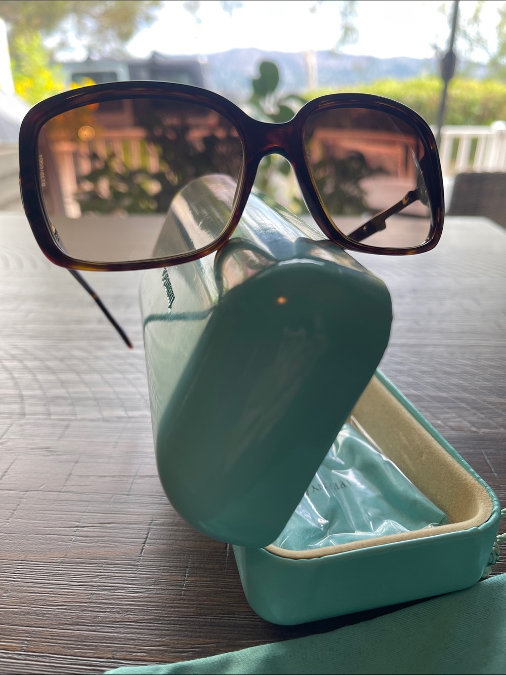 Tiffany & Co Tortoiseshell Women's Sunglasses with Protective Case